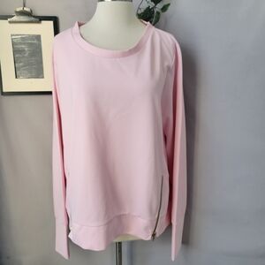 AB Addison Bay Active Rib Zip Everyday Crewneck Sweatshirt Pink XL